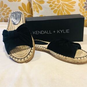 Kendall & Kylie Black Suede Espadrille Slides; Size 10